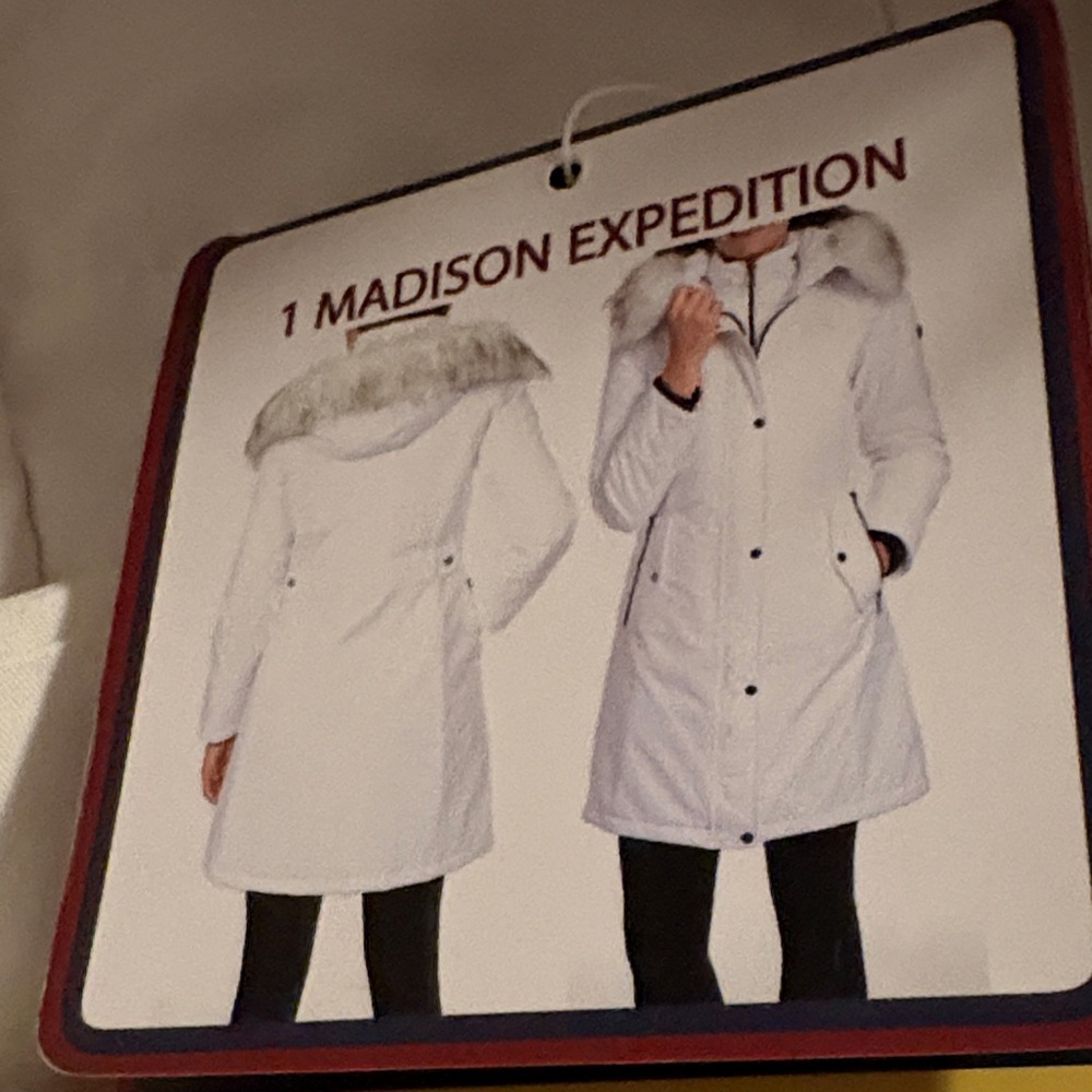 Madison White Ski Jacket with Fur Trim